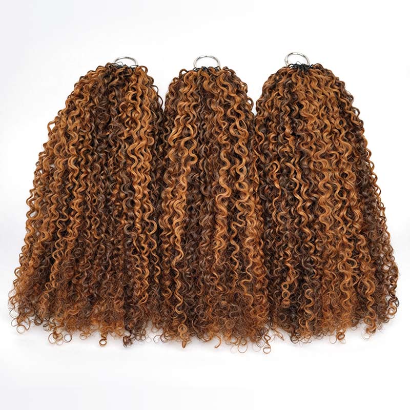 QVR Burmese Kinky Curly Feather Crochet Human Hair Highlight 