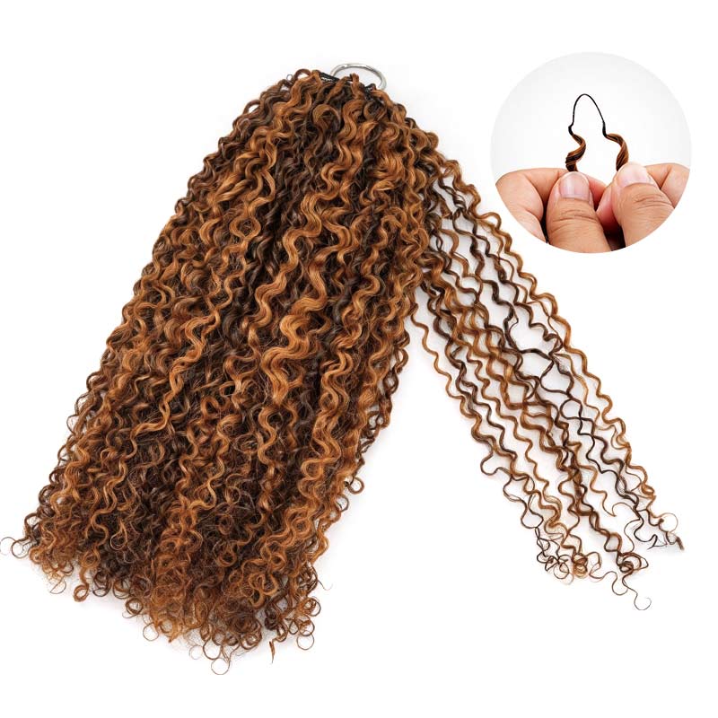 QVR Burmese Kinky Curly Feather Crochet Human Hair Highlight 