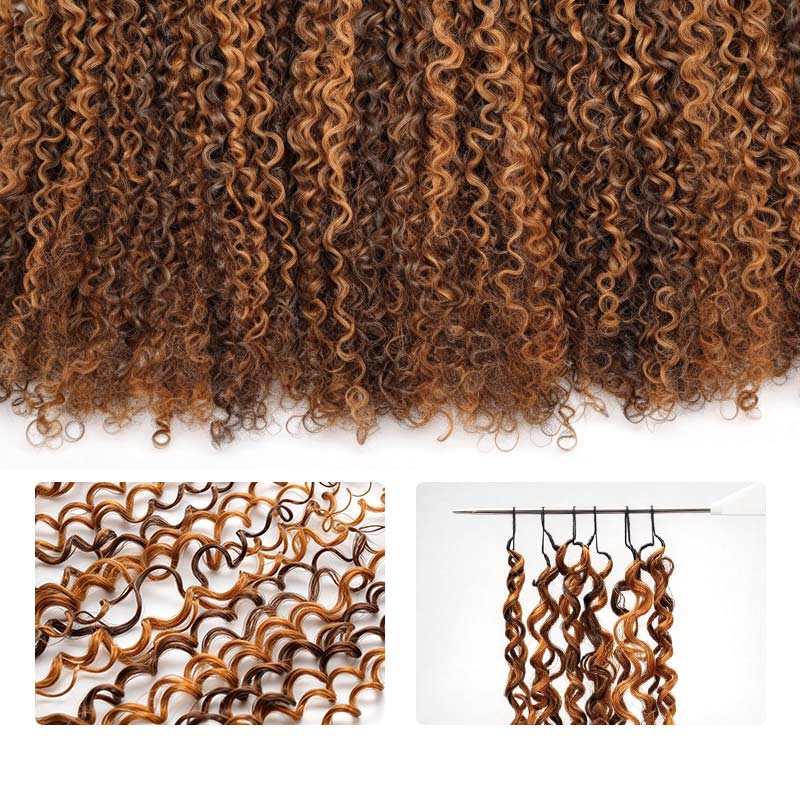 QVR Burmese Kinky Curly Feather Crochet Human Hair Highlight 