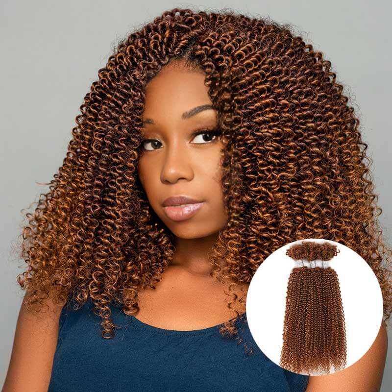 brown glossy afro kinky bulk human hair 