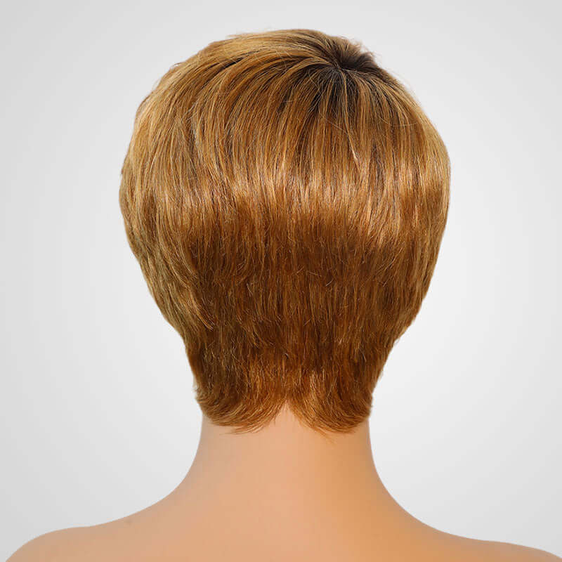 chic short pixie cut wigs for black women, ombre blonde
