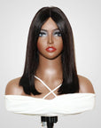 short bob v part wig on wig stand front view