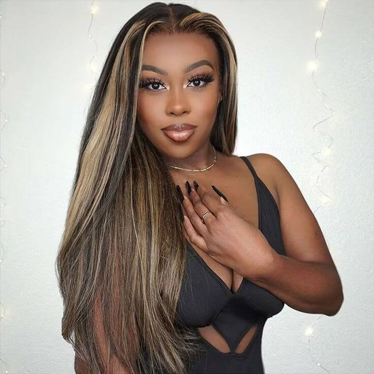 human hair wigs balayage highlight body wave 13x4 lace for trendy black women