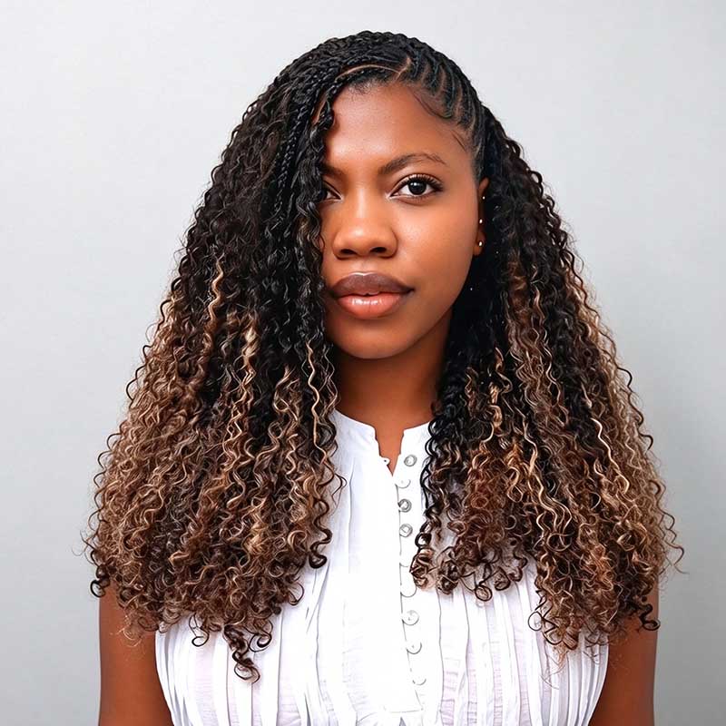QVR Sun-Kissed Blonde Mixed Highlights Feather Crochet Human Hair Burmese Kinky Curly Miracle Knots Crochet Weave Hair Extensions