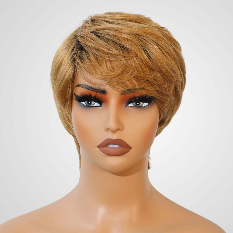 ombre brown blonde short pixie cut wigs for black women