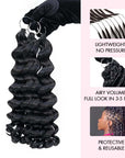 QVR Loose Deep Wave Feather Crochet Human Hair with Spring Curl Ends Machine Made Crochet Weave Hair Extensions