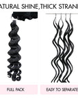 QVR Loose Deep Wave Feather Crochet Human Hair with Spring Curl Ends Machine Made Crochet Weave Hair Extensions