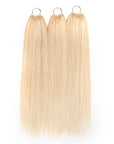 QVR Silk Straight Feather Crochet Human Hair Platinum Blonde 