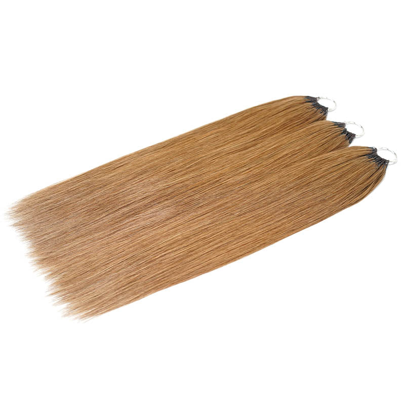 QVR Silk Straight Feather Crochet Human Hair Light Brown 