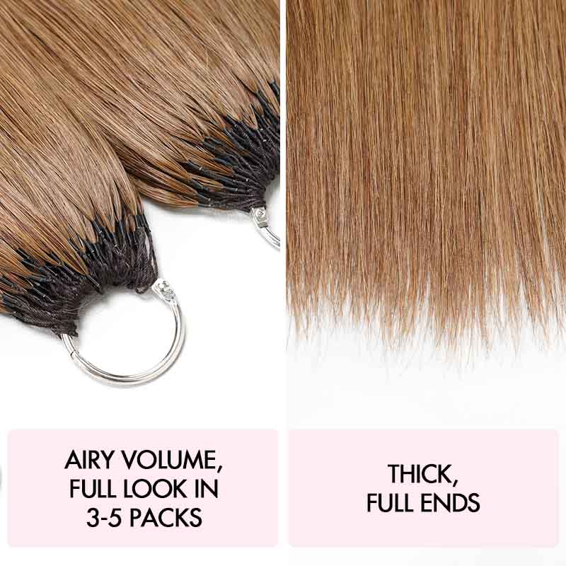 QVR Silk Straight Feather Crochet Human Hair Light Brown 