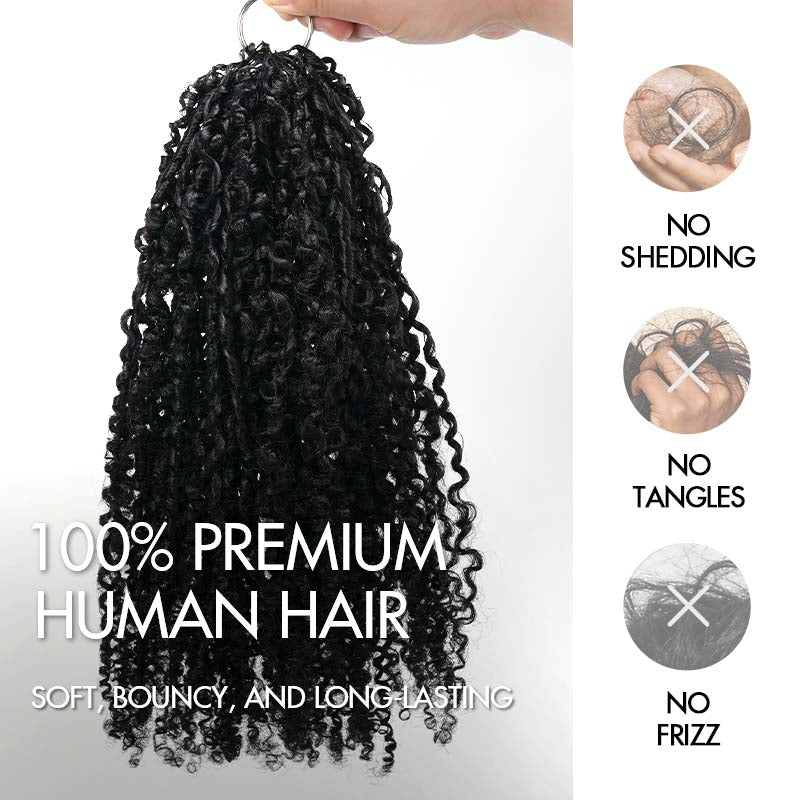 QVR Afro Twist Curly Crochet Hair Natural Black Machine Made Feather Crochet Human Hair Extension
