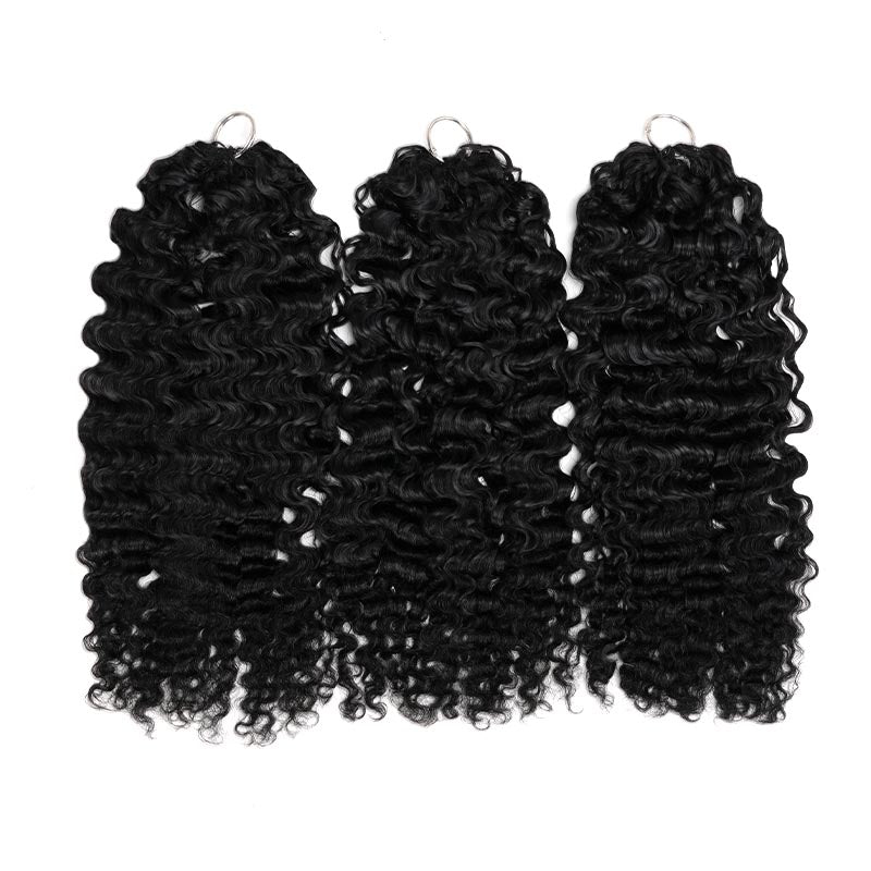qvr water deep wave natural black feather crochet human hair extensions