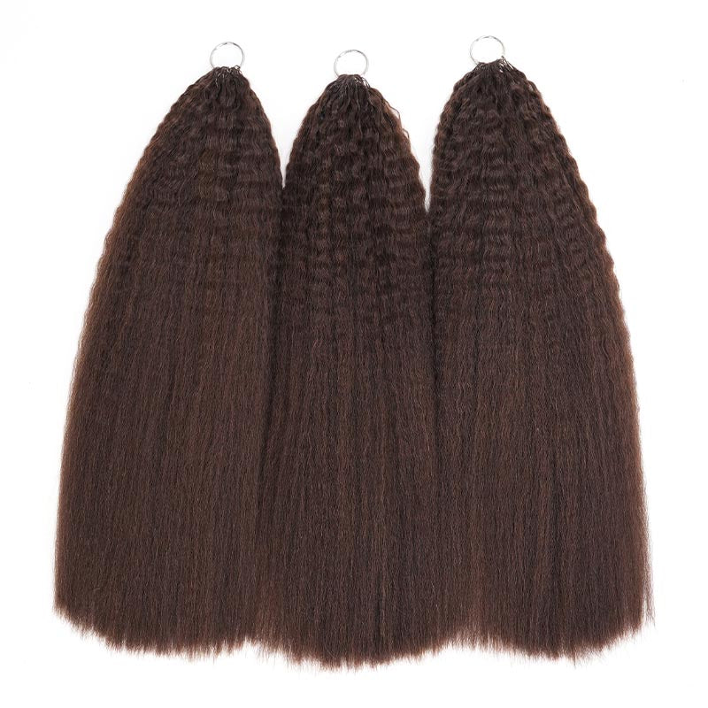 QVR Dark Brown Kinky Straight Feather Crochet Human Hair Miracle Knots Crochet Weave Hair Extensions