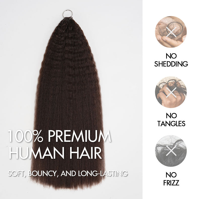 QVR Dark Brown Kinky Straight Feather Crochet Human Hair Miracle Knots Crochet Weave Hair Extensions
