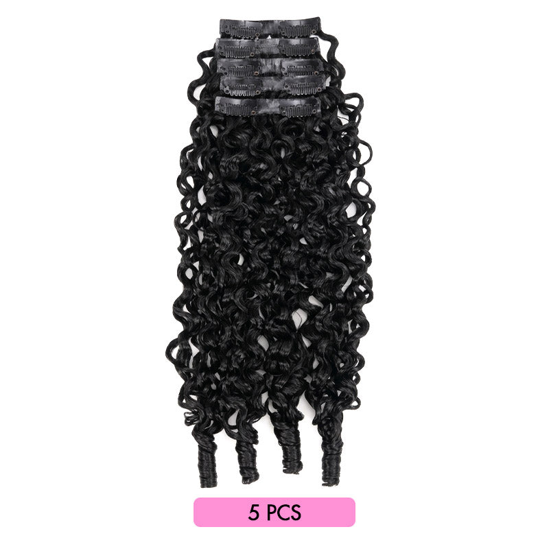 QVR Burmese Curly PU Clip In Hair Extensions 9PCS 5PCS Volumizer Human Hair