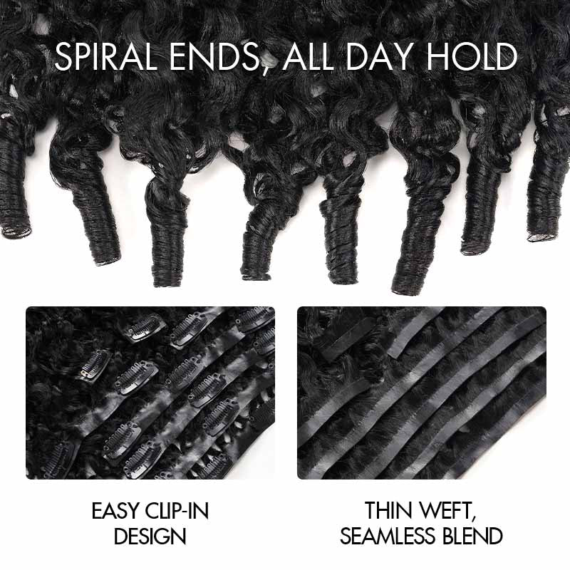 QVR Burmese Curly PU Clip In Hair Extensions 9PCS 5PCS Volumizer Human Hair
