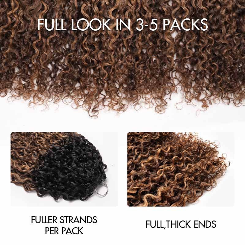 QVR Honey Caramel Mixed Highlights Feather Crochet Human Hair Twist Curly Miracle Knots Crochet Weave Hair Extensions