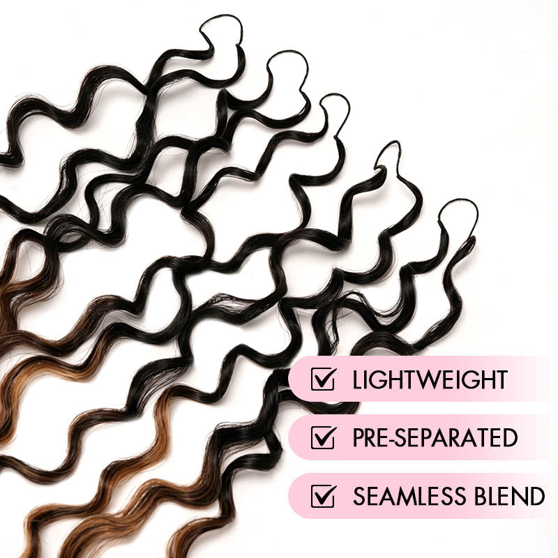 QVR Honey Caramel Mixed Highlights Feather Crochet Human Hair Twist Curly Miracle Knots Crochet Weave Hair Extensions