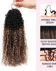 QVR Sun-Kissed Blonde Mixed Highlights Feather Crochet Human Hair Burmese Kinky Curly Miracle Knots Crochet Weave Hair Extensions