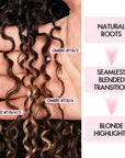 QVR Sun-Kissed Blonde Mixed Highlights Feather Crochet Human Hair Burmese Kinky Curly Miracle Knots Crochet Weave Hair Extensions