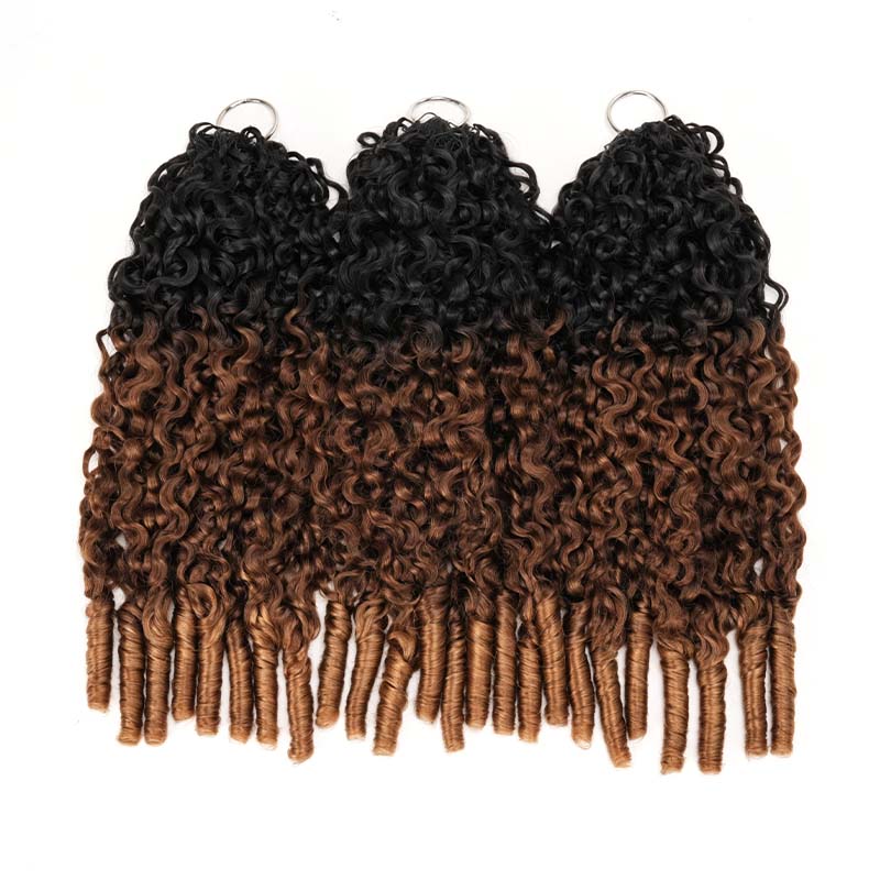 QVR Burmese Curly Feather Crochet Human Hair Ombre 