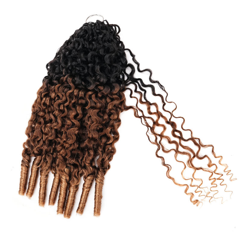 QVR Twist Curly Feather Crochet Human Hair Ombre 