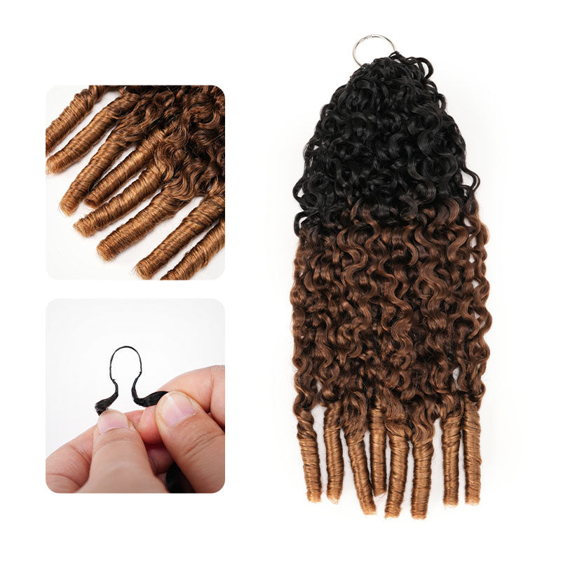 QVR Burmese Curly Feather Crochet Human Hair Ombre 
