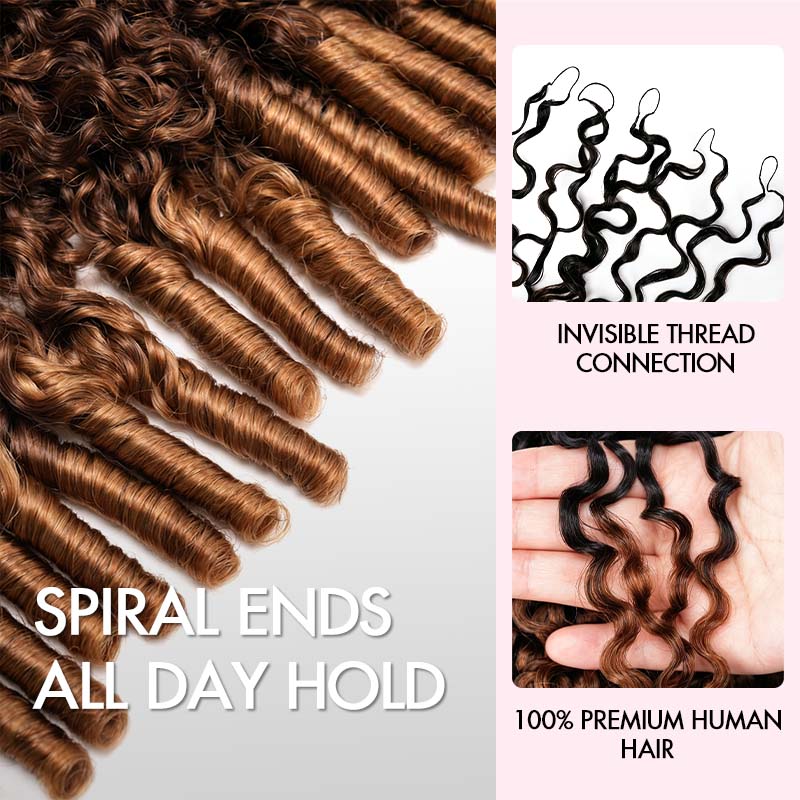 QVR Burmese Curly Feather Crochet Human Hair Ombre 