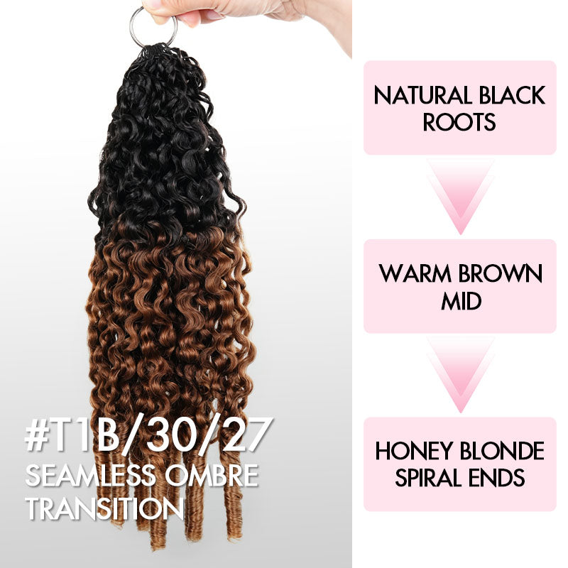 QVR Burmese Curly Feather Crochet Human Hair Ombre 