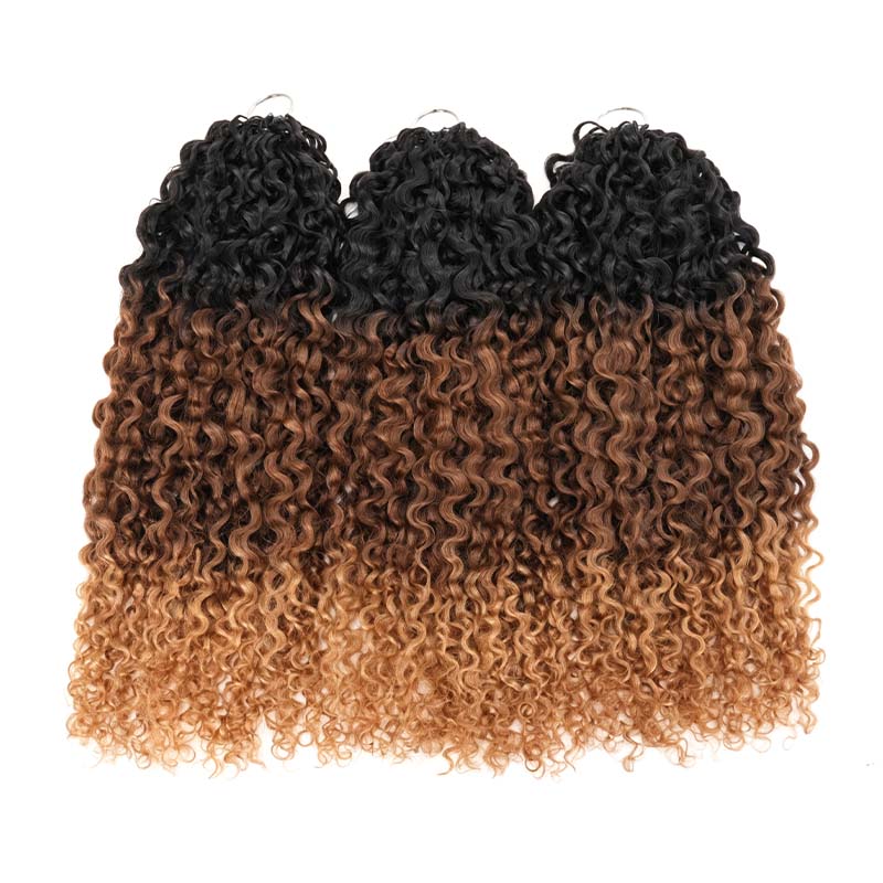 QVR Twist Curly Feather Crochet Human Hair Ombre 