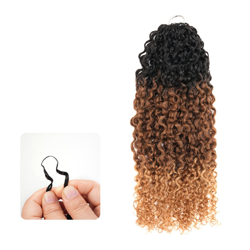 QVR Twist Curly Feather Crochet Human Hair Ombre 