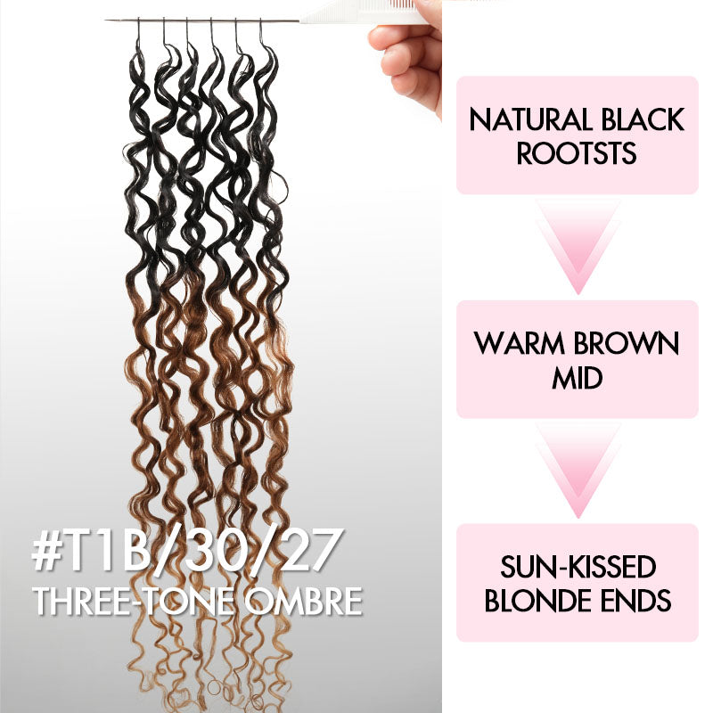QVR Twist Curly Feather Crochet Human Hair Ombre 