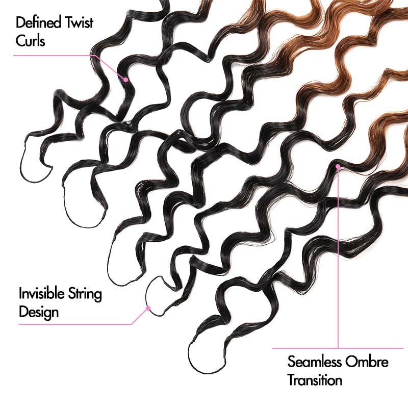 QVR Twist Curly Feather Crochet Human Hair Ombre 