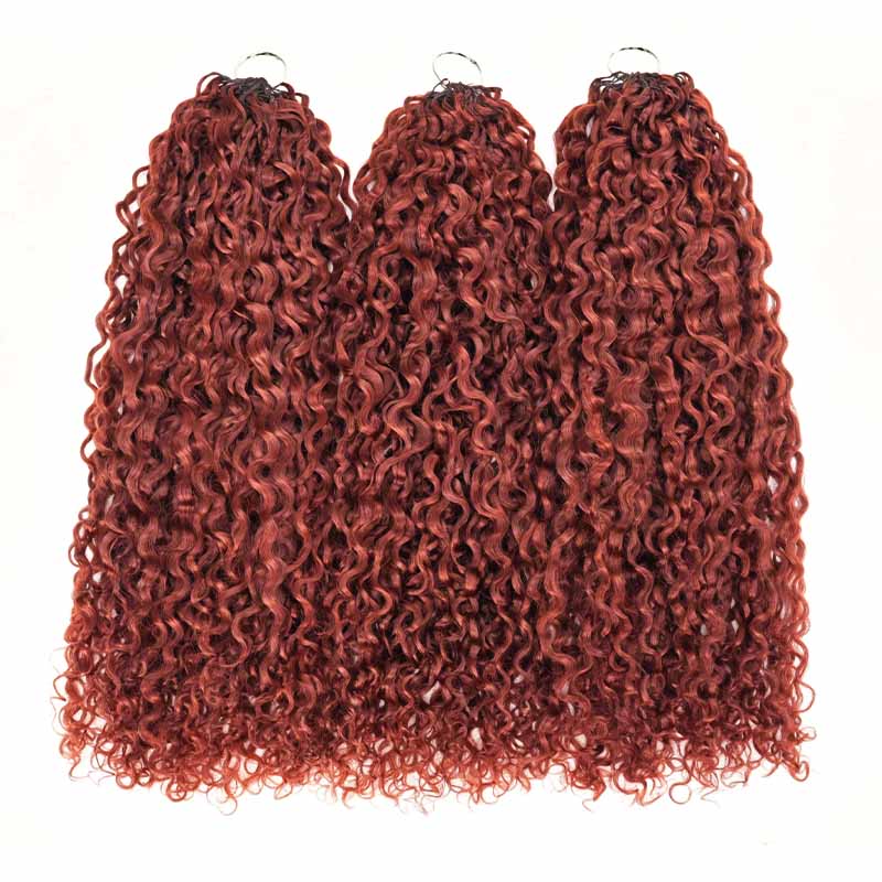 QVR Twist Curly Feather Crochet Human Hair Bright Brown 