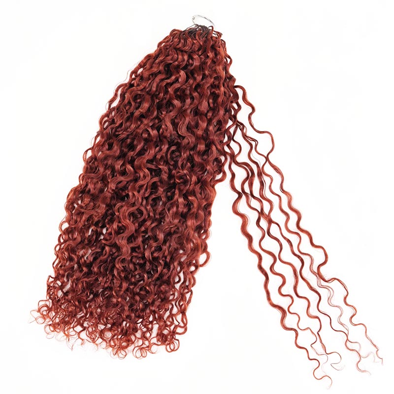 QVR Twist Curly Feather Crochet Human Hair Bright Brown 