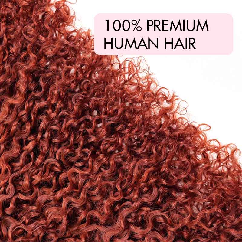 QVR Twist Curly Feather Crochet Human Hair Bright Brown 