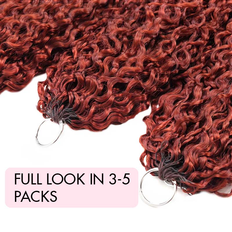 QVR Twist Curly Feather Crochet Human Hair Bright Brown 