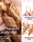 QVR French Curl Feather Crochet Human Hair Honey Blonde Miracle Knots Crochet Weave Hair Extensions