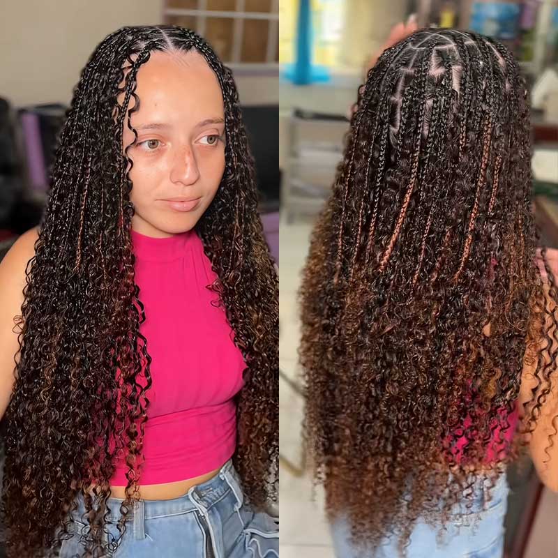 QVR Ombre Brown Feather Crochet Human Hair 