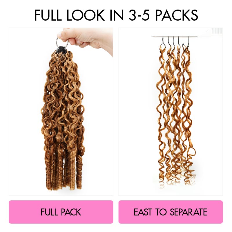 QVR Burmese Curly Feather Crochet Human Hair Highlight 