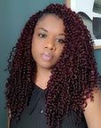 QVR Burmese Curly Feather Crochet Human Hair Dark Burgundy 