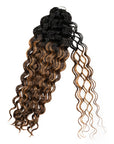 QVR Honey Caramel Mixed Highlights Feather Crochet Human Hair Water Wave Miracle Knots Crochet Weave Hair Extensions