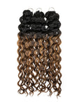 QVR Honey Caramel Mixed Highlights Feather Crochet Human Hair Water Wave Miracle Knots Crochet Weave Hair Extensions