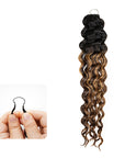 QVR Honey Caramel Mixed Highlights Feather Crochet Human Hair Water Wave Miracle Knots Crochet Weave Hair Extensions