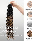 QVR Honey Caramel Mixed Highlights Feather Crochet Human Hair Water Wave Miracle Knots Crochet Weave Hair Extensions