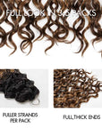QVR Honey Caramel Mixed Highlights Feather Crochet Human Hair Water Wave Miracle Knots Crochet Weave Hair Extensions