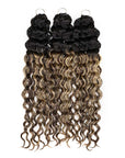 QVR Sun-Kissed Blonde Mixed Highlights Feather Crochet Human Hair Water Wave Miracle Knots Crochet Weave Hair Extensions