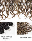 QVR Sun-Kissed Blonde Mixed Highlights Feather Crochet Human Hair Water Wave Miracle Knots Crochet Weave Hair Extensions