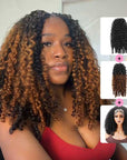 FIXED PRICE|QVR Brown Highlight Miracle Knots X Half Wig Hack Seamless Miracle Braids Human Hair Crochet Weave Hair Extension