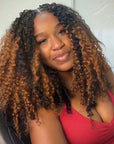 FIXED PRICE|QVR Brown Highlight Miracle Knots X Half Wig Hack Seamless Miracle Braids Human Hair Crochet Weave Hair Extension
